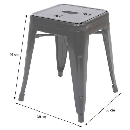 Tabouret en métal noir brillant style industriel - Hauteur 46 cm