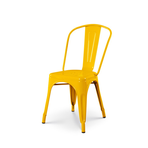 Lot de 4 chaises style industriel en métal jaune - Finition brillant