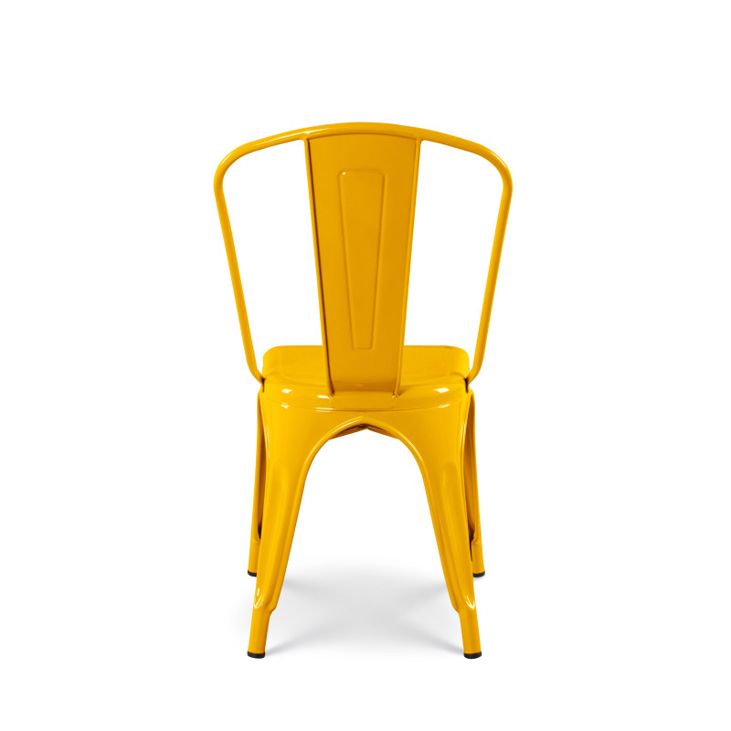 Lot de 4 chaises style industriel en métal jaune - Finition brillant