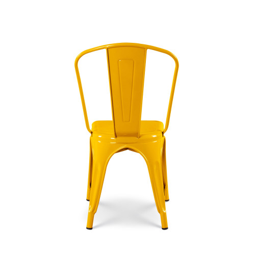 Lot de 4 chaises style industriel en métal jaune - Finition brillant