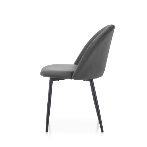 KOSMI - Lot de 4 chaises ISALYS en tissu velours gris foncé