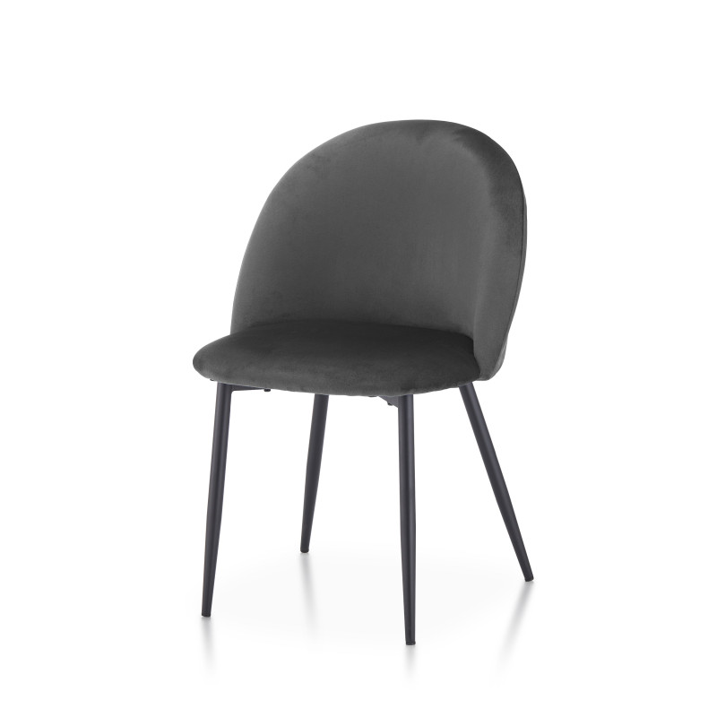 Chaise ISALYS en tissu velours gris foncé