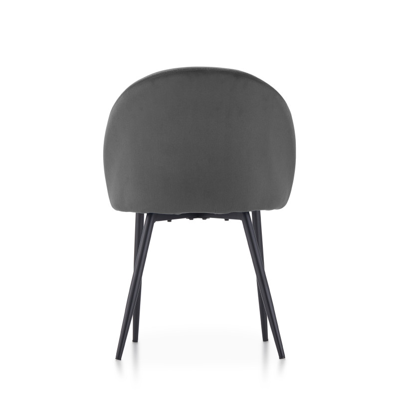 KOSMI - Lot de 4 chaises ISALYS en tissu velours gris foncé