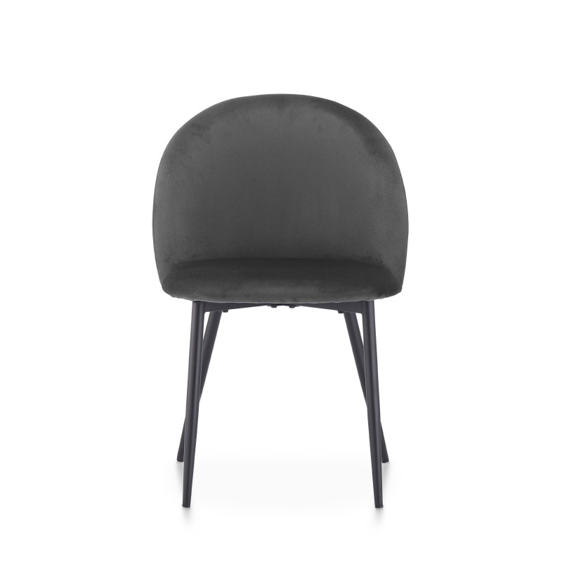 KOSMI - Lot de 4 chaises ISALYS en tissu velours gris foncé