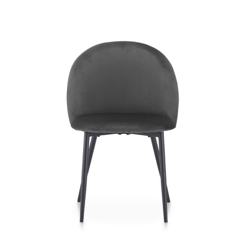 KOSMI - Lot de 4 chaises ISALYS en tissu velours gris foncé