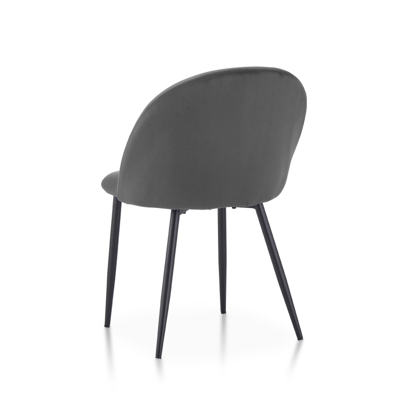 KOSMI - Lot de 4 chaises ISALYS en tissu velours gris foncé