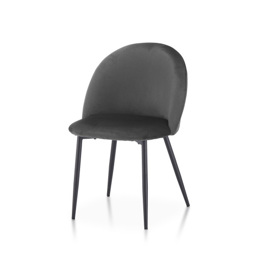 Chaise ISALYS en tissu velours gris foncé