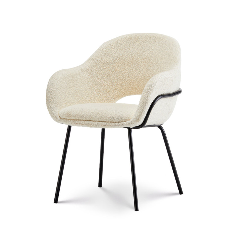 Chaise en tissu beige ANDREA avec accoudoirs