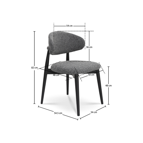 Chaise en bois massif et assise en tissu chiné gris