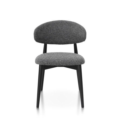 Chaises Skandi en bois massif noir et assise en tissu chiné gris