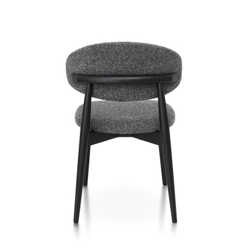 Chaises Skandi en bois massif noir et assise en tissu chiné gris