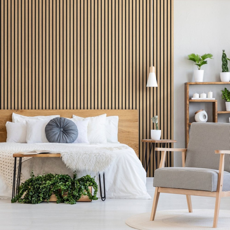 Panneaux bois décoration murale Chêne Blanc | Habillage mural – Kosmi Meubles et déco