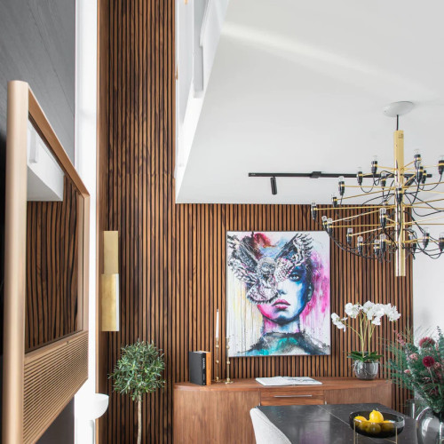 Panneaux bois décoration murale finition Teck | Habillage mural – Kosmi Meubles et déco