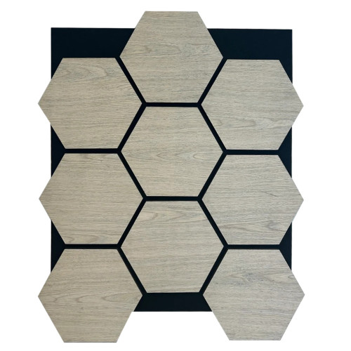 Lot de 4 panneaux Acoustiques Muraux Hexagonaux – Finition Chêne blanc