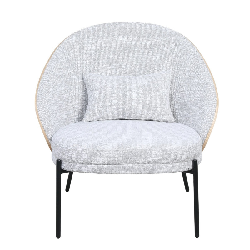 Fauteuil de Salon Design Scandinave Cocoon – Bois Clair & Tissu Beige