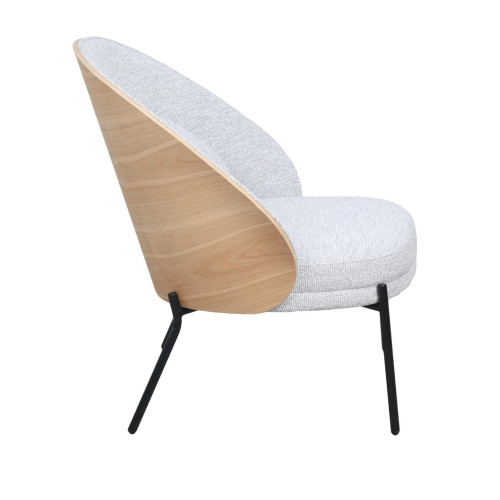 Fauteuil de Salon Design Scandinave Cocoon – Bois Clair & Tissu Beige