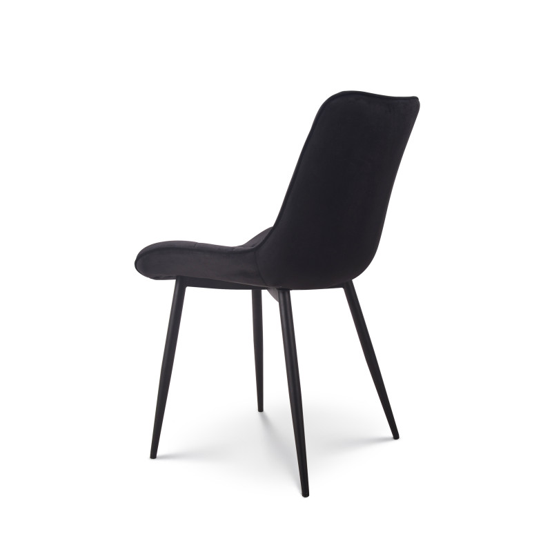 Kosmi - Chaise de salle à manger en velours noir – Assise rembourrée