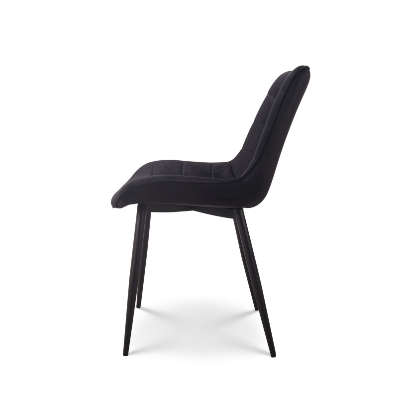 Kosmi - Chaise de salle à manger en velours noir – Assise rembourrée
