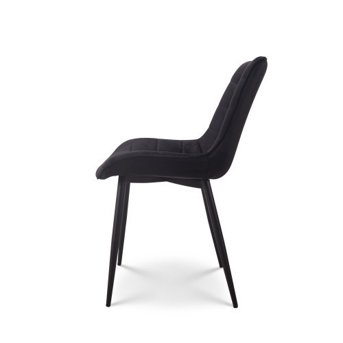 Kosmi - Chaise de salle à manger en velours noir – Assise rembourrée