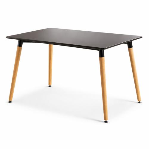 Table style scandinave 120x80cm plateau noir et pieds en bois massif