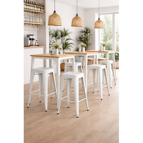 Tabourets FACTORY blanc mat | Style industriel cuisine & bistrot | Kosmi