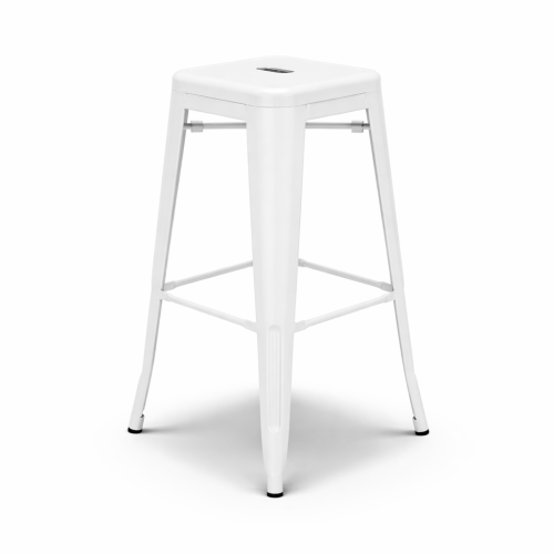 Tabouret de bar en métal blanc mat style industriel - Hauteur 76 cm