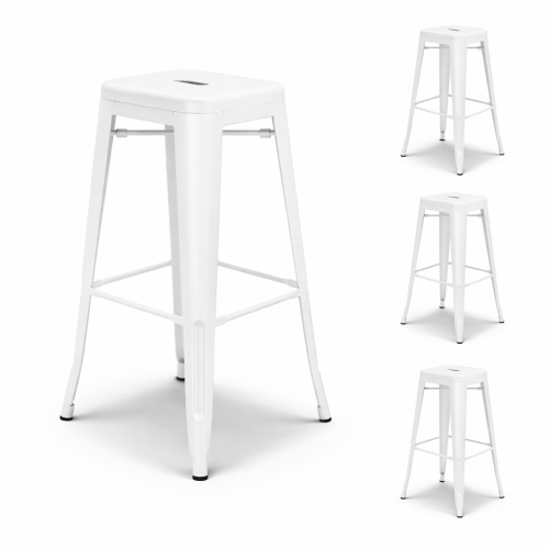 Tabourets FACTORY blanc mat – Lot de 4 | Style industriel cuisine & bistrot | Kosmi