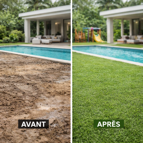 Gazon Pelouse Synthétique Artificielle 46mm - Rendu Naturel, Résistant UV, en Rouleau