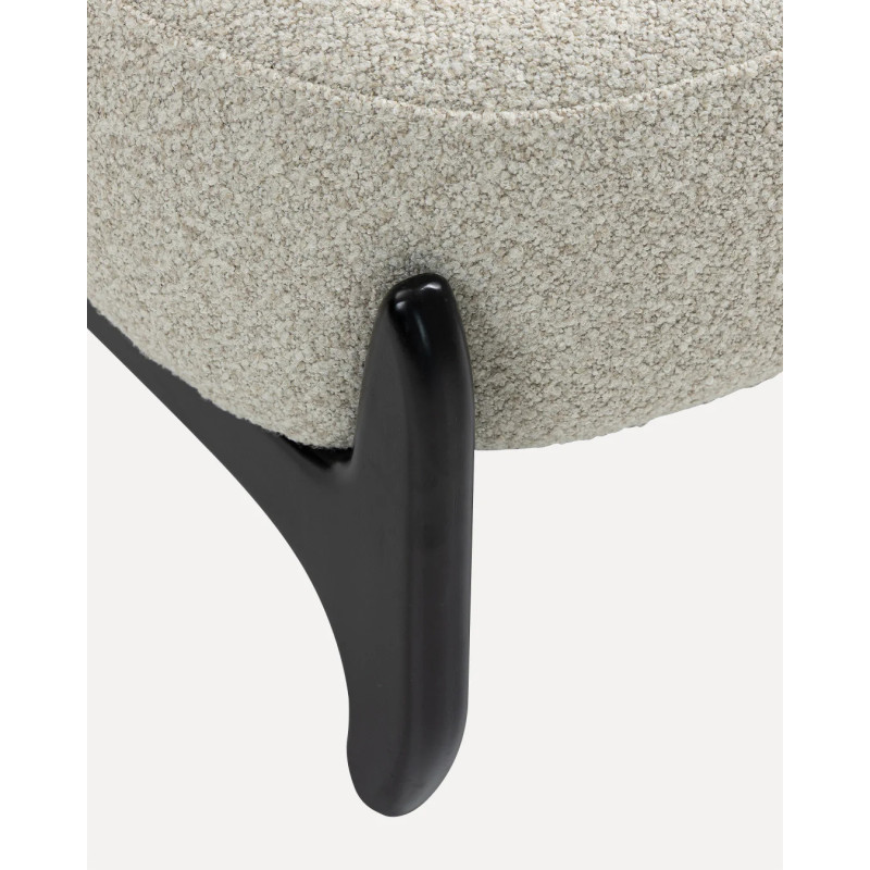 Fauteuil de Salon Design Beige Naomi En Bois & Tissu Bouclé