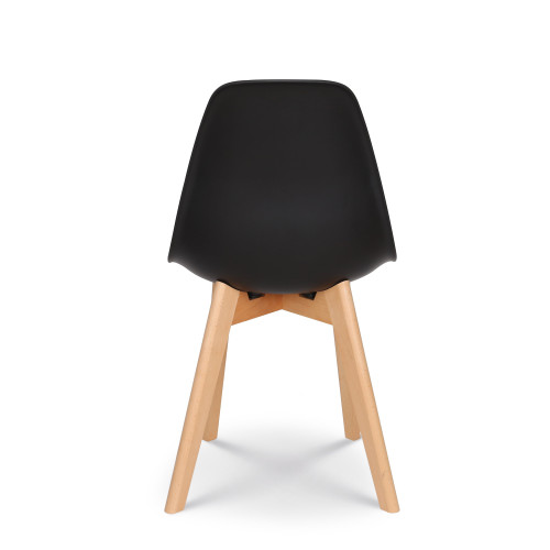 Lot de 4 chaises style scandinave modèle GABBY - Coque en résine noire et pieds en bois naturel