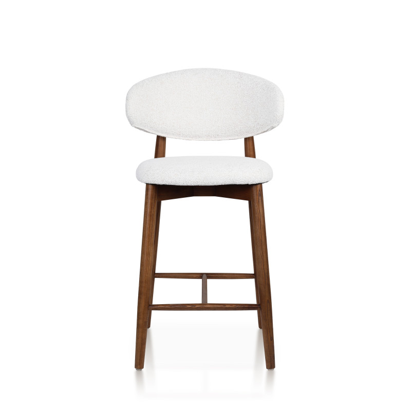 Tabouret en Bois Massif - Assise en Tissu Chiné | Confort & Élégance