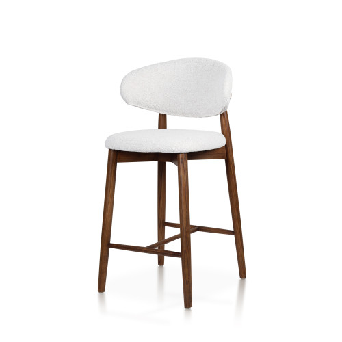 Tabouret en Bois Massif - Assise en Tissu Chiné | Confort & Élégance