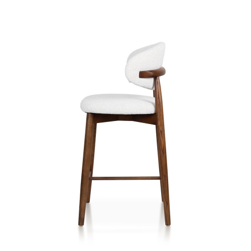 Tabouret en Bois Massif - Assise en Tissu Chiné | Confort & Élégance
