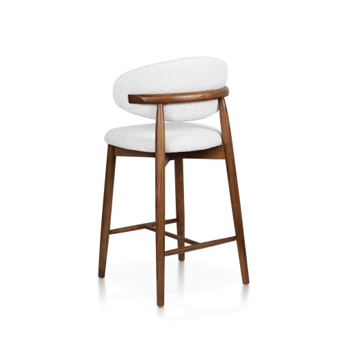 Tabouret en Bois Massif - Assise en Tissu Chiné | Confort & Élégance