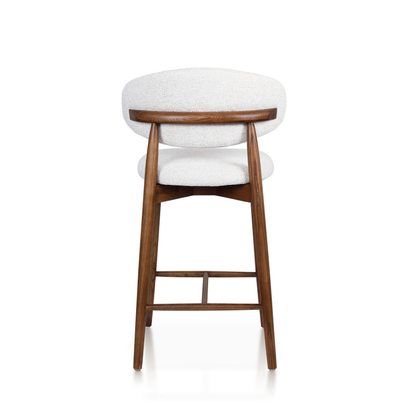Tabouret en Bois Massif - Assise en Tissu Chiné | Confort & Élégance