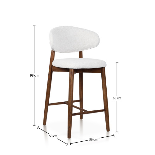 Tabouret en Bois Massif - Assise en Tissu Chiné | Confort & Élégance