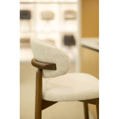 Tabouret en Bois Massif - Assise en Tissu Chiné | Confort & Élégance