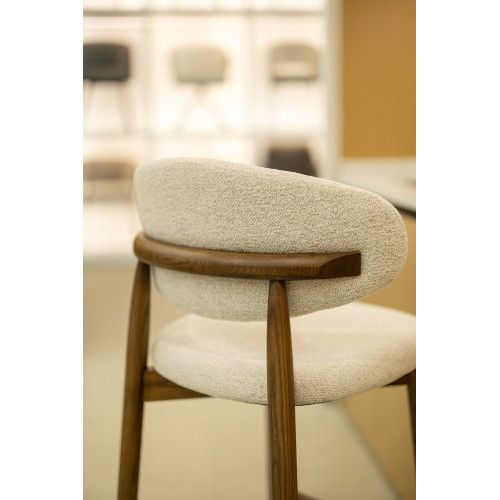Tabouret en Bois Massif - Assise en Tissu Chiné | Confort & Élégance