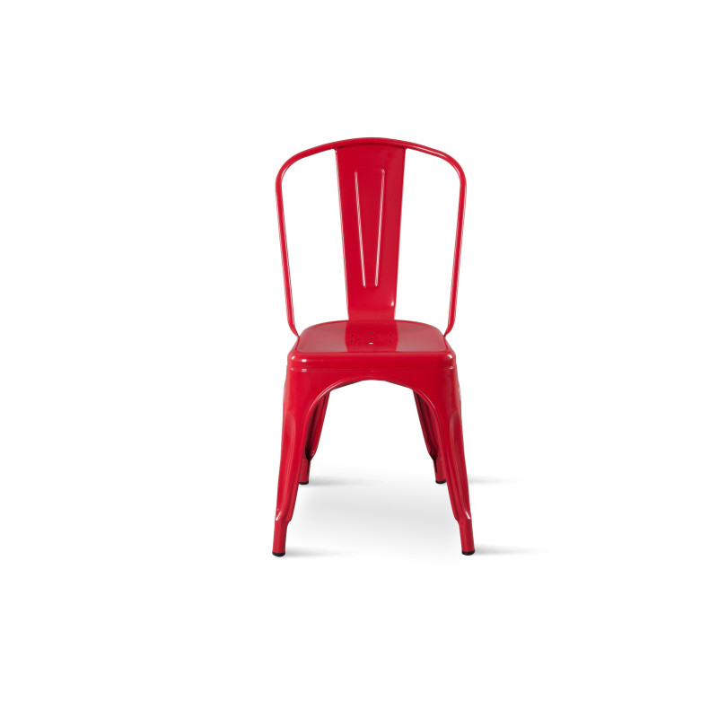 Chaise style industriel en métal rouge - Finition brillant
