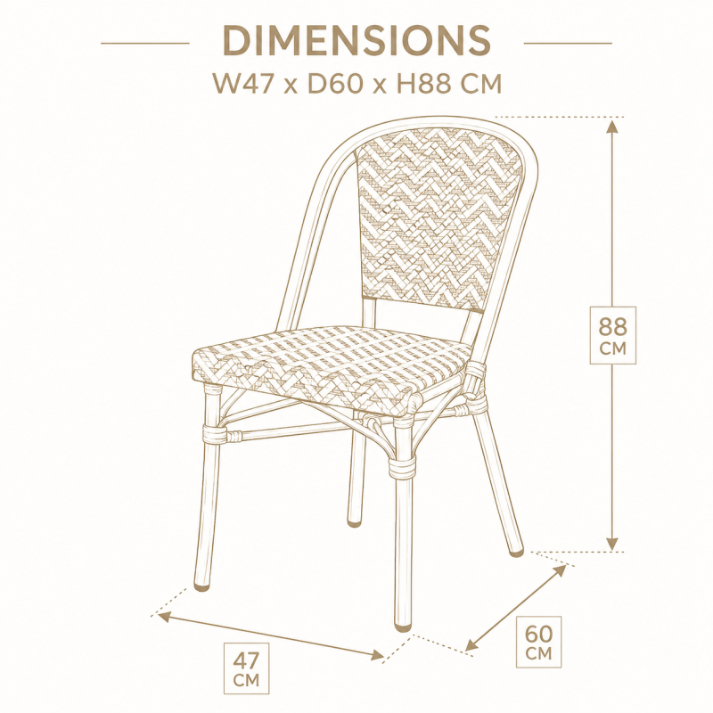 Chaise bistrot BRASSERIE extérieure en aluminium | KOSMI