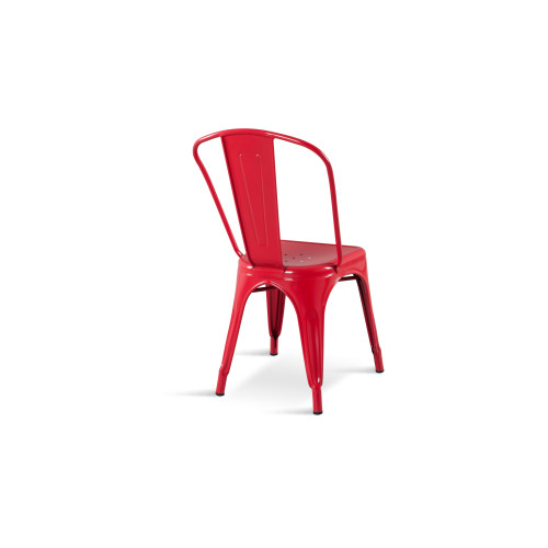 Chaise style industriel en métal rouge - Finition brillant