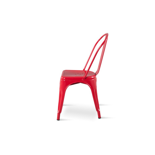 Chaise style industriel en métal rouge - Finition brillant