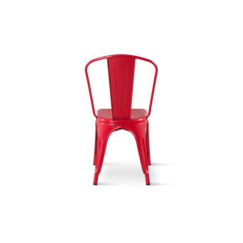 Chaise style industriel en métal rouge - Finition brillant