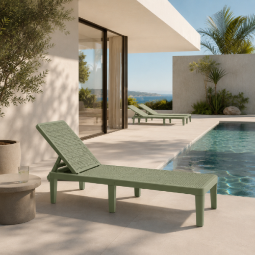 Transat de jardin vert foncé réglable 4 positions | KOSMI