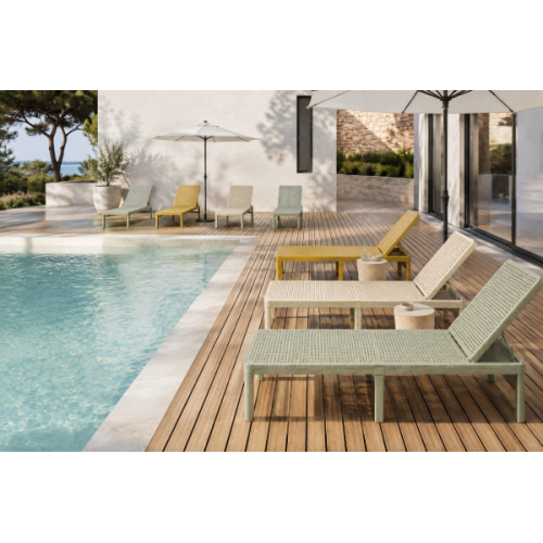 Transat de jardin vert foncé réglable 4 positions | KOSMI