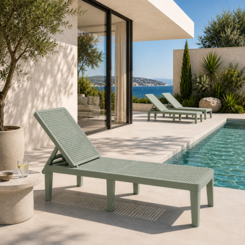 Transat de jardin vert clair réglable 4 positions | KOSMI