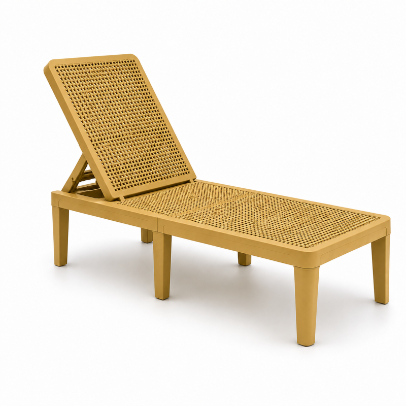 Transat de Jardin en Résine – Bain de Soleil avec Dossier Réglable – Jaune