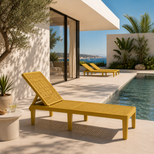 Transat de jardin jaune réglable 4 positions | KOSMI