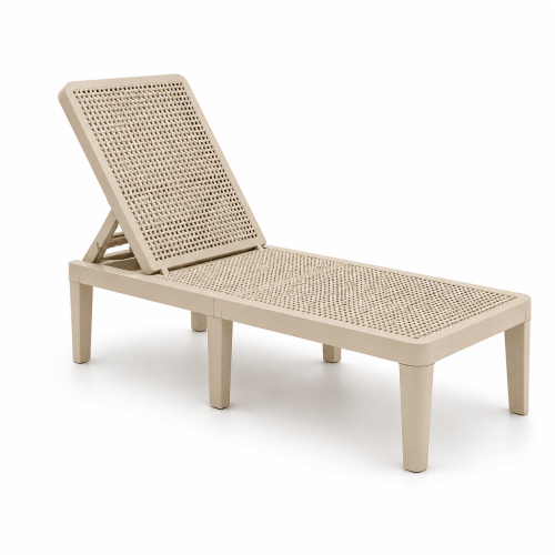 Transat de jardin beige réglable 4 positions | KOSMI
