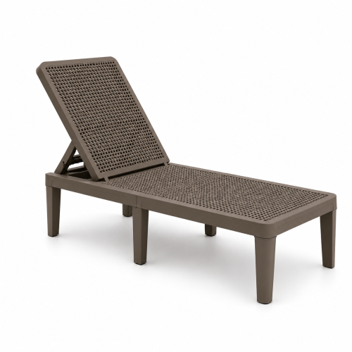Transat de jardin marron café réglable 4 positions | KOSMI